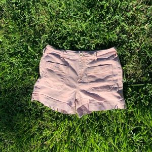 Pink high waisted denim shorts